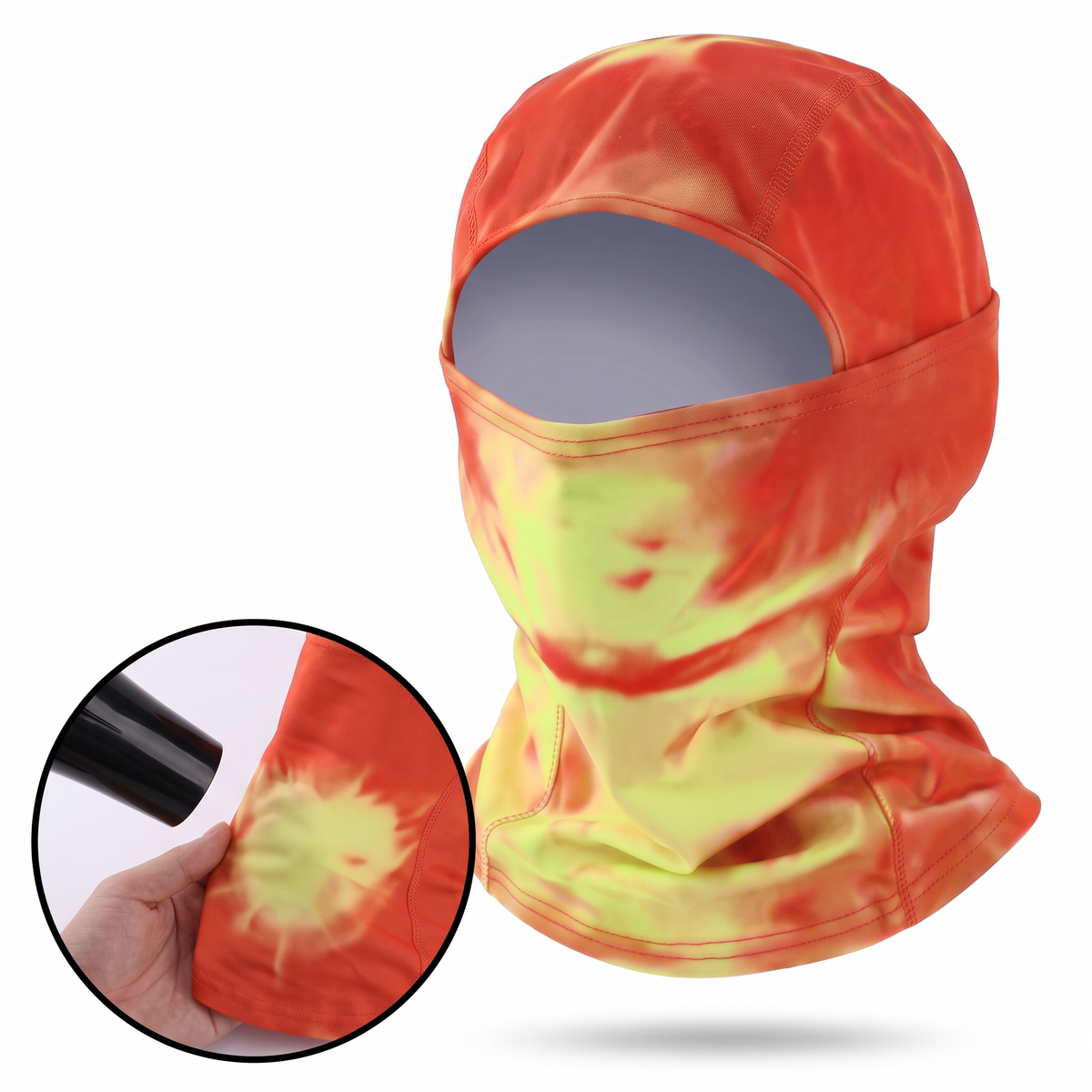 Cagoule Thermya Shift portée au ski, couleur révélée sur le visage