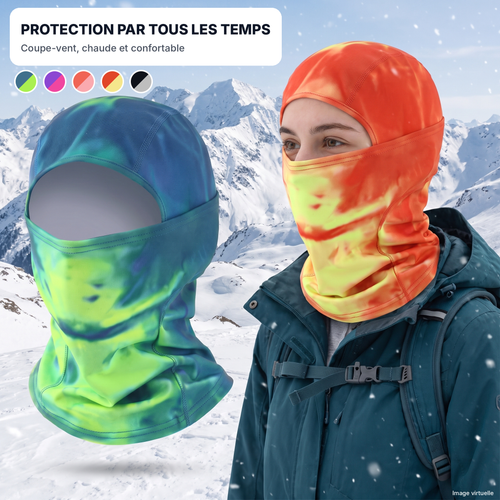 Cagoule Thermya Shift portée en montagne sous la neige, protection par tous les temps